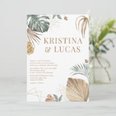 Gold Tropical Oasis Destination Wedding Kaart (Staand voorkant)