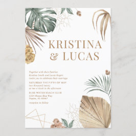 Gold Tropical Oasis Destination Wedding Kaart