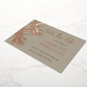 Gold Tropical Palm Leaf Wedding Save the Date Folie Uitnodiging (Gedraaid)