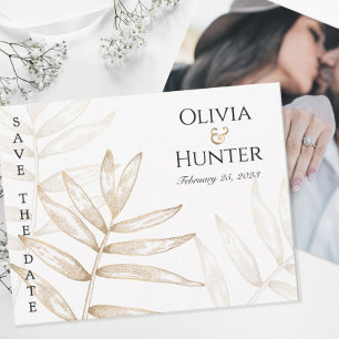 Gold Tropical Palm Photo Save the Date Kaart