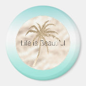 Gold Tropical Palm Tree Mint Aqua Ombre Magneet (Voorkant)
