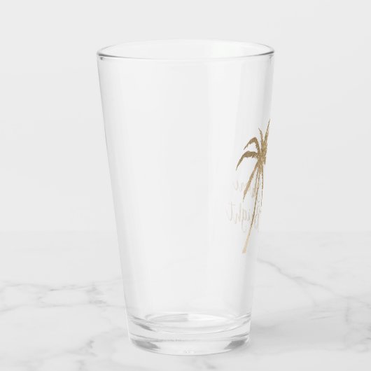 Gold Tropical Palm Tree Shine Bright Glitter Glas (Rechts)