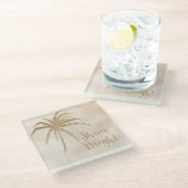 Gold Tropical Palm Tree Shine Bright Glitter Glazen Onderzetter (Schuin)