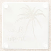 Gold Tropical Palm Tree Shine Bright Glitter Glazen Onderzetter (Achterkant)