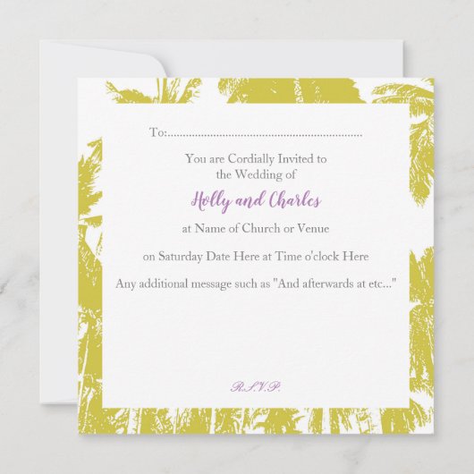 Gold Tropical Palm Trees Design Kaart (Achterkant)