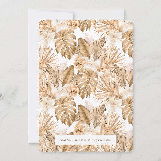 Gold Tropical Pampas Vrijgezellenfeest Kaart (Achterkant)