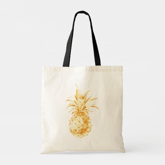Gold Tropical Pineapple gepersonaliseerde offerte Tote Bag (Achterkant)
