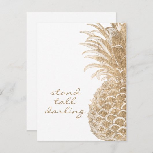 Gold Tropical Pinneapple Briefkaart (Voorkant / Achterkant)