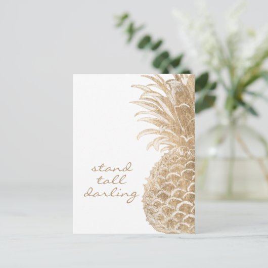 Gold Tropical Pinneapple Briefkaart (Staand voorkant)