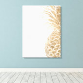 Gold Tropical Pinneapple Canvas Afdruk (Insitu (Houten vloer))