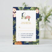Gold Tropical Summer Wedding RSVP Insert Kaart (Staand voorkant)
