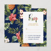 Gold Tropical Summer Wedding RSVP Insert Kaart (Voorkant / Achterkant)