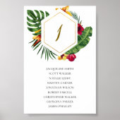 Gold Tropical Wedding Seating Chart Poster (Voorkant)