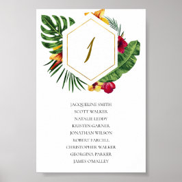 Gold Tropical Wedding Seating Chart Poster