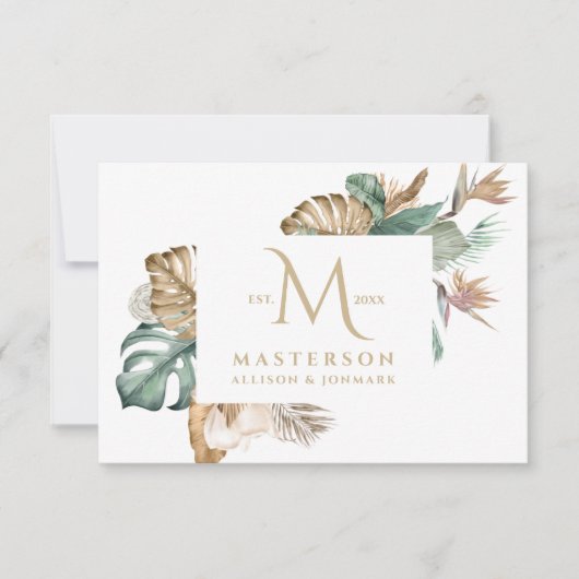 Gold Tropics Monogram Bedankt (Voorkant)