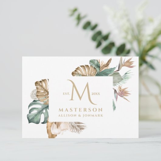 Gold Tropics Monogram Bedankt (Staand voorkant)