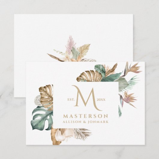 Gold Tropics Monogram Bedankt (Voorkant / Achterkant)