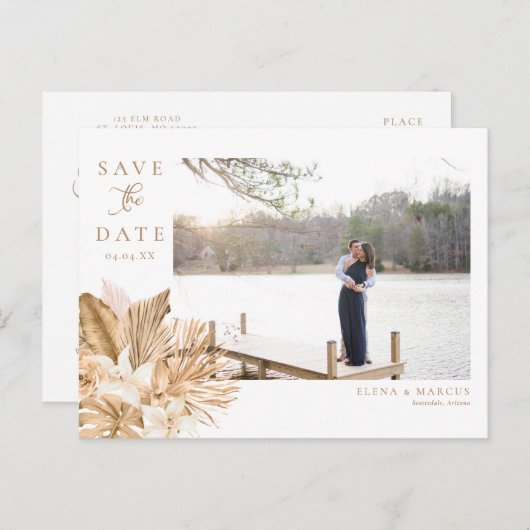 Gold Tropics sparen de datum Aankondigingskaart (Voorkant / Achterkant)