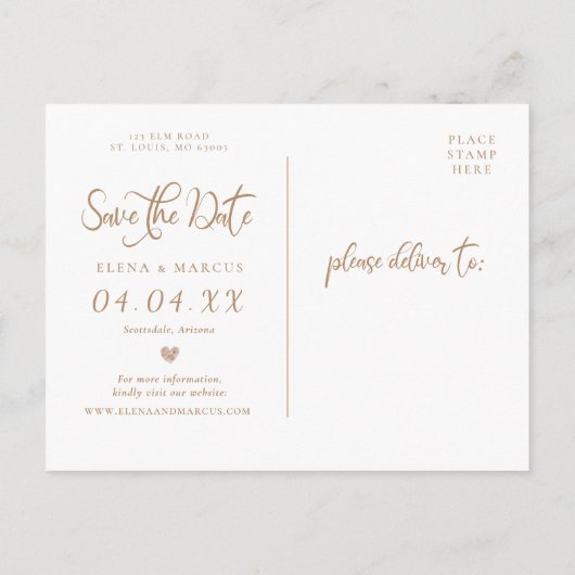 Gold Tropics sparen de datum Aankondigingskaart (Achterkant)