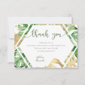 Gold Tropisch Baby shower Hartelijk dank Kaart (Voorkant)