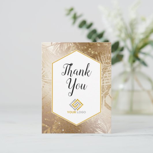 Gold Tropisch bedankt voor je Logo Business Briefkaart (Staand voorkant)