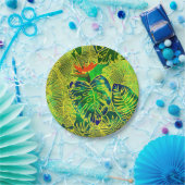 Gold Tropisch Oerwoud Groen laat Waterverf achter Papieren Bordje (Feest)