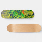 Gold Tropisch Oerwoud Groen laat Waterverf achter Persoonlijk Skateboard (Horizontaal)