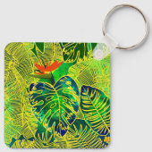 Gold Tropisch Oerwoud Groen laat Waterverf achter Sleutelhanger (Achterkant)