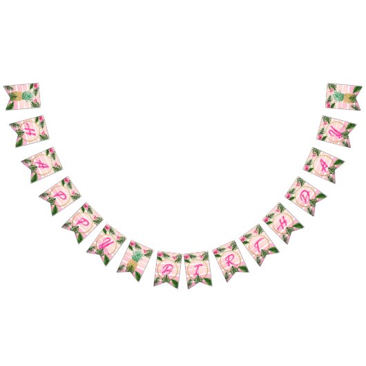 Gold tropische Aloha Happy Birthday Vlaggetjes (Alle)