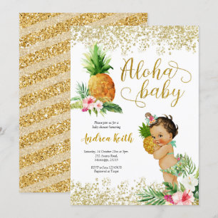 Gold Tropische anananas Girl Baby shower Kaart