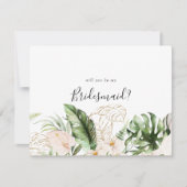 Gold Tropische Bridesmaid-kaartje Notitiekaartje (Voorkant)