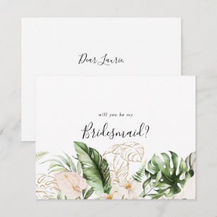Gold Tropische Bridesmaid-kaartje Notitiekaartje