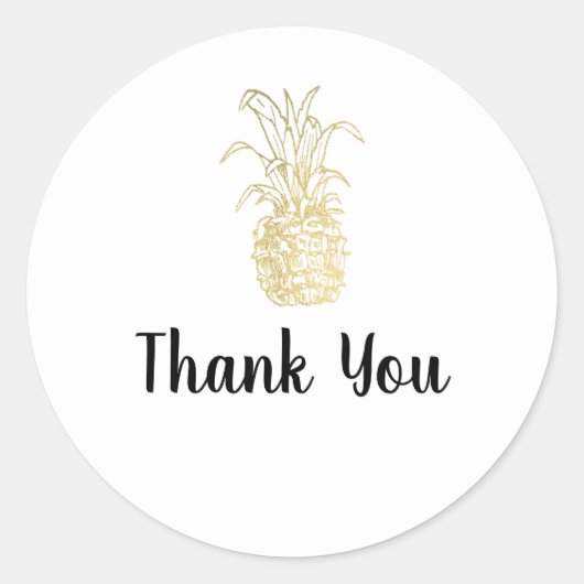 Gold tropische elegant moderne  anananas ronde sticker (Voorkant)