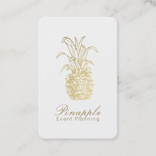 Gold tropische elegant moderne  anananas visitekaartje (Voorkant)