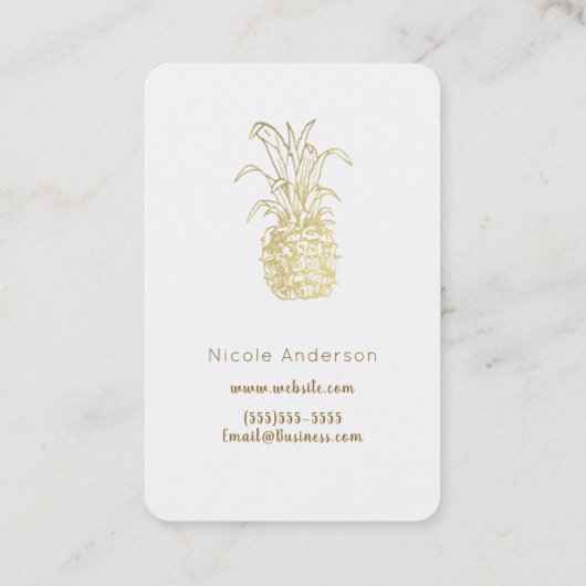 Gold tropische elegant moderne  anananas visitekaartje (Achterkant)