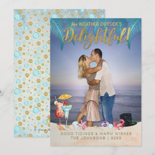 Gold Tropische Feestdagen Kerstmis in Florida Foto Feestdagenkaart (Voorkant / Achterkant)