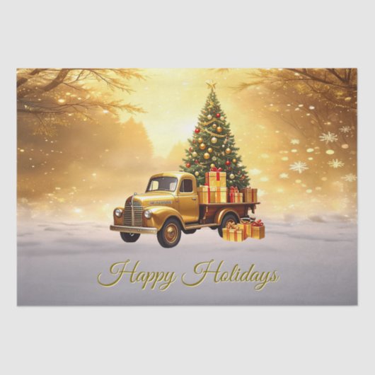 Gold Truck Christmas Tree Holiday Tissue Paper Tissuepapier (Voorkant)