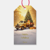 Gold Truck Kerstboom Gift Label Cadeaulabel (Voorkant)