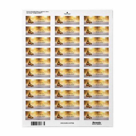 Gold Truck Kerstboom Retour Adres Label (Full Sheet)