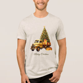 Gold Truck Kerstboom Vakantie Mannen T-Shirt