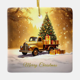 Gold Truck Kerstboom Vakantie Ornament