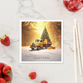 Gold Truck Kerstboom Vakantie servet (Insitu)