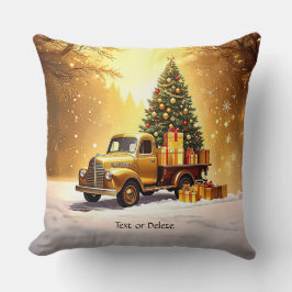 Gold Truck Kerstboom Vakantie Sierkussen