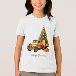 Gold Truck Kerstboom Vakantie Tri-Blend Shirt