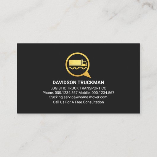 Gold Truck Speech Box Trucker Visitekaartje (Achterkant)