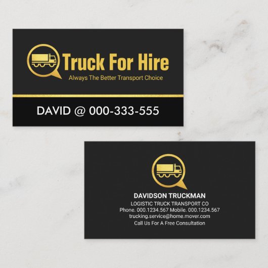 Gold Truck Speech Box Trucker Visitekaartje (Voorkant / Achterkant)