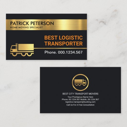 Gold Trucker Logistic Transport Line Visitekaartje (Voorkant / Achterkant)