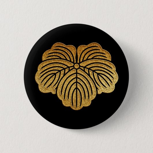 Gold Tsuta Kamon Ronde Button 5,7 Cm (Voorkant)