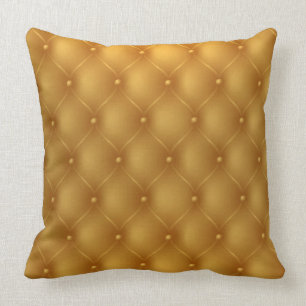 Gold Tufed Leather Print Pillow Kussen