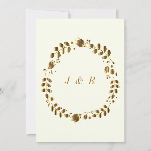 Gold Tulips omwoeld huwelijksuitnodiging met ringe (Achterkant)